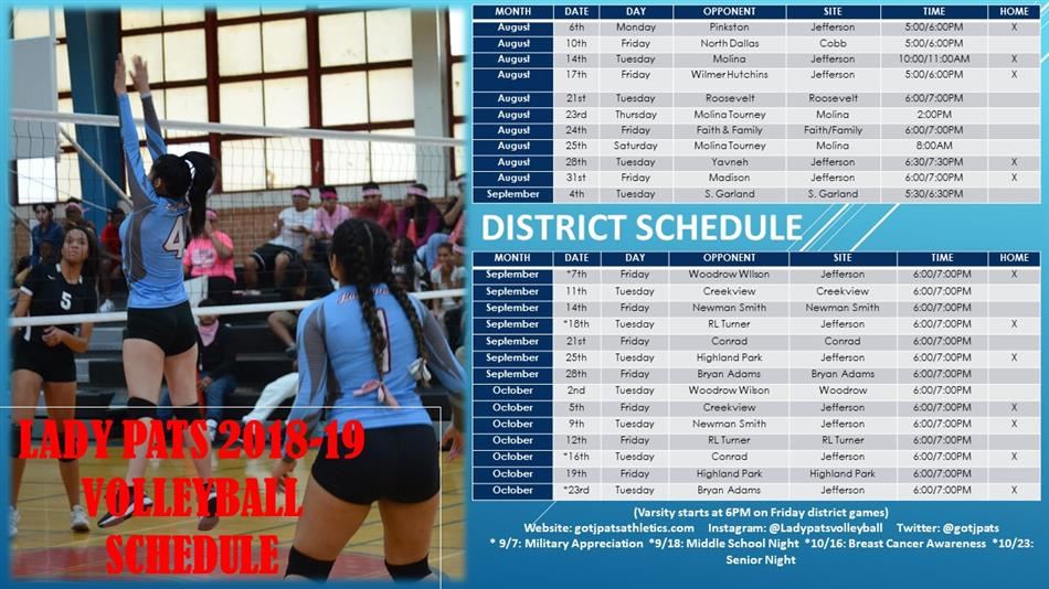 Volleyball schedule